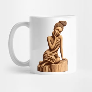 Afrocentric Woman Wooden Carving Mug